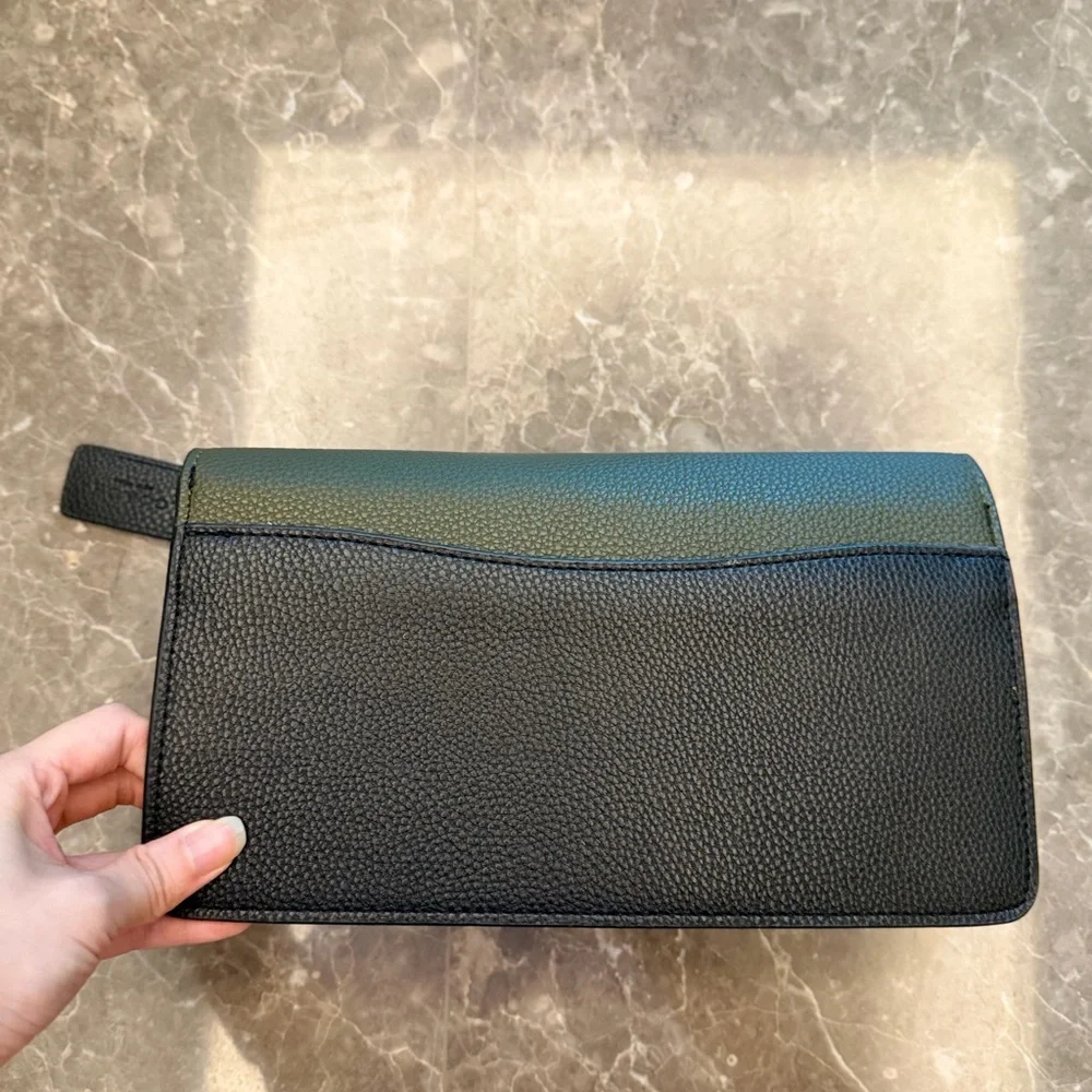 Coach Olive Green, White & Black Leather Shoulder Bag